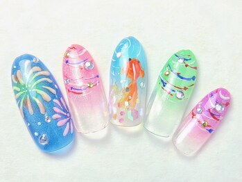 ネイルサロン ロゼプリュム/ザ・祭!金魚と花火とヨーヨー