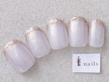 アイネイルズ 三宮店(I nails)/先端ミラーフレンチ¥9000