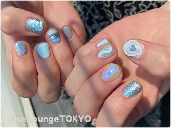 プルースラウンジ トウキョウ(Plus Lounge TOKYO)/ぷっくりブルーオーロラネイル☆