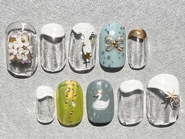 清純な白鳥のネイル