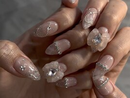 春チェックネイル