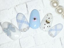 アルセア 上野御徒町店(Alcea)/チェック　リボン　純欲ネイル