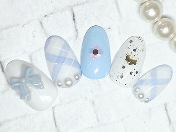 アルセア 上野御徒町店(Alcea)/チェック リボン 純欲ネイル