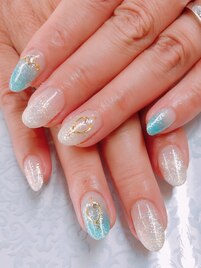 ホワイト×ブルー　ラメグラ