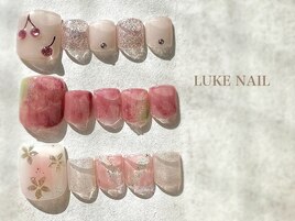 春フットネイル お花 桜 ピンク
