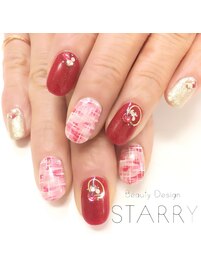 マーブル　派手　赤