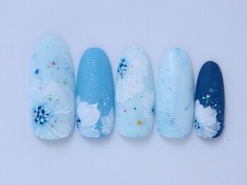 ネイリックス アヴェニール(NAILX avenir)/マットブルーフラワー