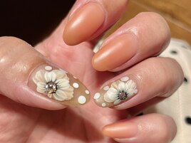 秋色フラワーマットネイル