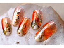 ステムネイル 下北沢(stem nail)/インクアートオレンジ　グリーン