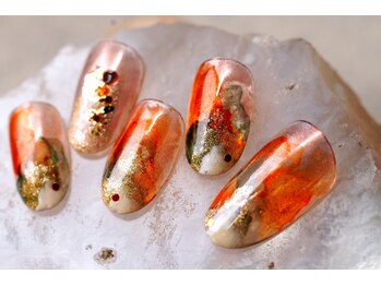 ステムネイル 下北沢(stem nail)/インクアートオレンジ　グリーン