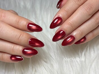 スターネイルプラス 福岡天神西通り店(Star Nail plus)/ボルドー×ラメラインネイル