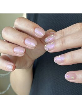 オーロラパウダーで艶ネイル