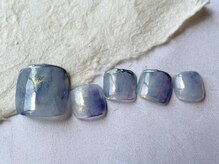 アイネイルズ 梅田店(I nails)/ブルー華奢ミラーライン¥8200