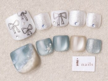 アイネイルズ 三宮店(I nails)の写真/初回オフ込★FOOTサマーコース¥8500♪繊細なアートで周りと差をつけて♪[三宮/パラジェル]
