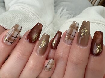 ルルエオノ(Lulu eono)/ブラウンチェックネイル