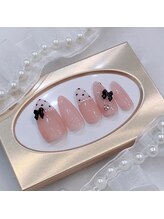 ネイルポット(Nail Pot)/ドット　リボン　ワンホンネイル
