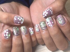 和柄×桜ネイル