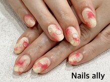 ネイルズアリー 立川店(Nails ally)/桃ネイル×ピーチ×水滴×夏×秋