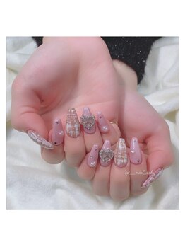 モカ 心斎橋(moca by Lee)/【Saki】ピンクツイードネイル