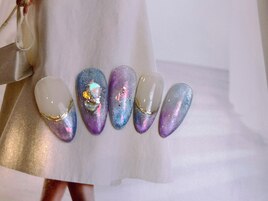 紫陽花風ネイル