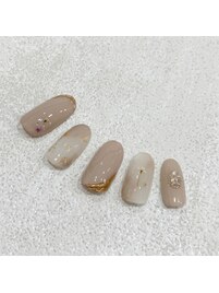 ミラー×押し花ネイル