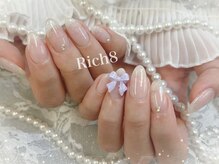 ネイルアンドまつげエクステ リッチエイト 原宿店(Rich8)/ナチュラルラメグラ＋リボン