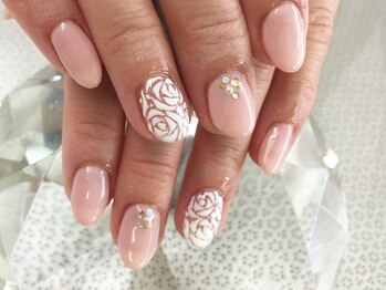 ラリュールネイル(L'Allure nail)/クリア花ネイル¥7000