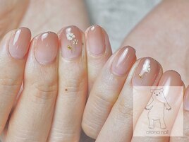 秋色グラデーション押し花ネイル
