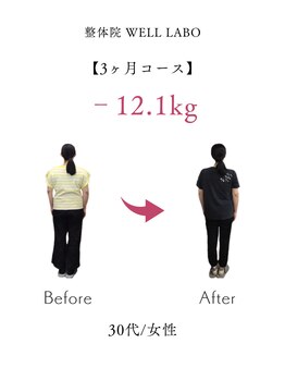 整体院 ウェルラボ(WELL LABO)/【30代 女性】‐12.1Kg(痩身整体