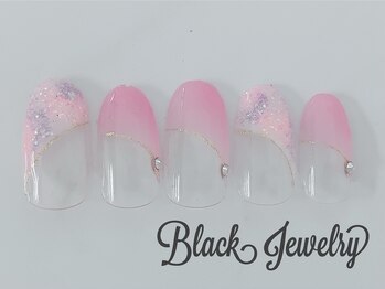ブラックジュエリー(Black jewelry)/キラキラ斜めフレンチ