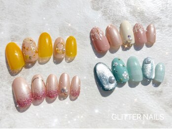 グリッターネイル(GLITTER NAILS)の写真/【ネイルデザイン豊富】トレンド感のある派手かわ～大人上品デザインコースまで幅広くご用意★色変更◎