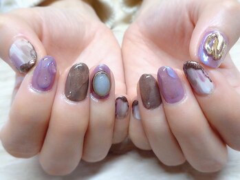 アミュリー ネイル アトリエ(Amury nail atelier)/マット×ミラー★雫ネイル