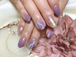 パープルグラデーションネイル