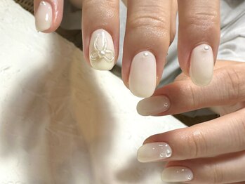 デューネイルスタジオ(dew nail studio)/リボンミルクホワイト