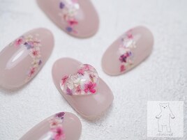 押し花埋め込みハートネイル