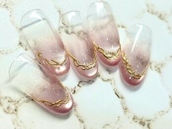 チェリーズネイル(Cherrys Nail)/マグネットミラーフレンチネイル