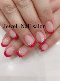 先端フレンチ＋ストーン付