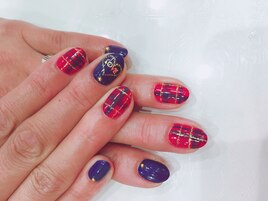 2カラー＋チェック柄＋ストーン