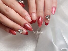 赤フレンチネイル