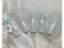 ネイルアンドアイラッシュスタジオ シュシュ(chouchou)/フレンチリボンストーン春夏秋冬