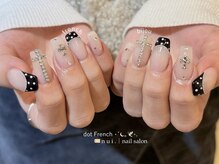 n u i. | nail salon 下北沢【パラジェル・フィルイン・持ち込み・長さだし】/ドット　フレンチネイル