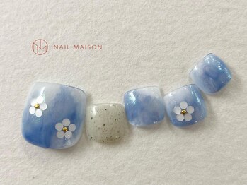 ネイルメゾン 梅田(NAIL MAISON)/フラワーホロポップ青フット