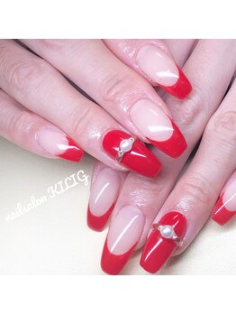 ネイルサロン キリグ(KILIG)/赤フレンチ×リングネイル