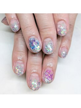 ガーベラ バイ ハノンネイル(Gerbera by hanonnail)/キラキラ梅雨ネイル