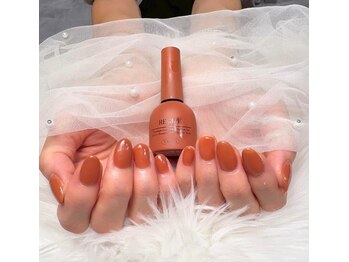 ワンカラー/オレンジ/秋ネイル