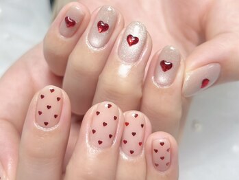 ぷっくりハートネイル