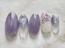 紫陽花ネイル　ぷっくりネイル