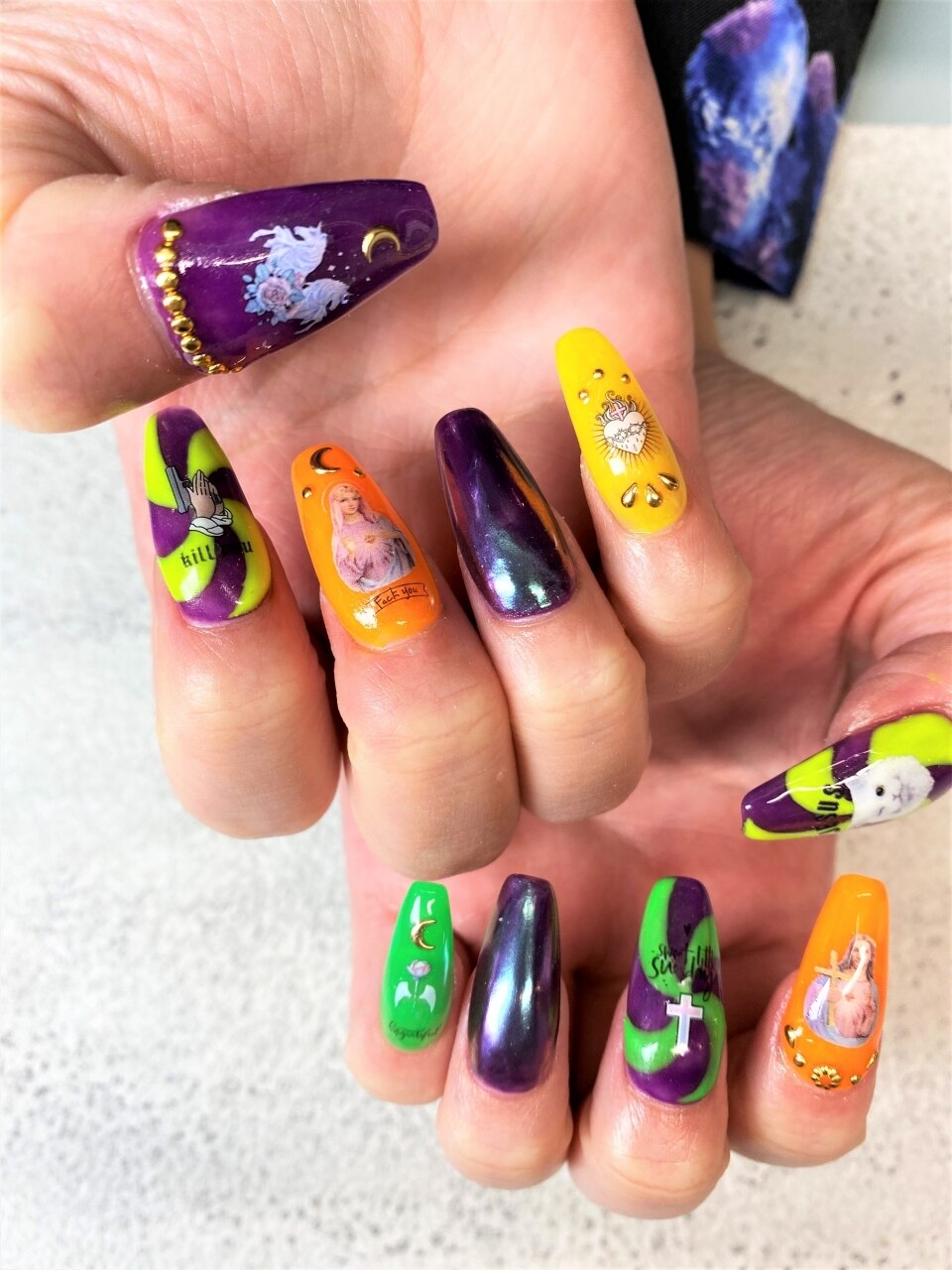 猫顔デザイン ネイルチップ 10個セット 愛猫のネイルデザイン｜ネイル