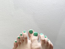 グリーン/緑/フットネイル冬