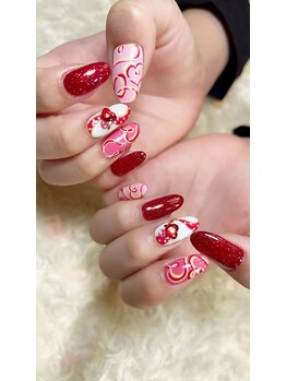 シーネイルズ(Shee nails)/ミニーちゃんのお衣装ネイル